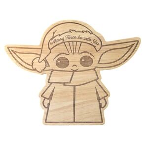 Disney Star Wars Mandalorian "Merry Force Be With You" Wooden Serving Board